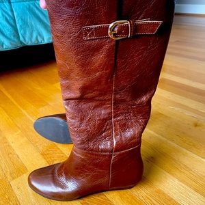 Steve Madden brown Intyce leather riding boots. Never worn. Size 9.